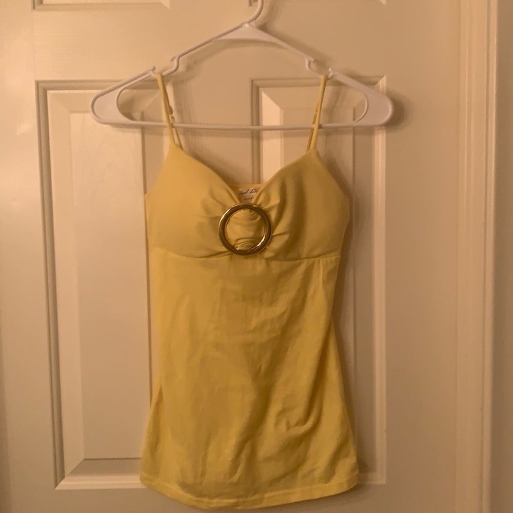 Yellow Sleeveless Top. Size small. Evening. Golden buckle in the front.